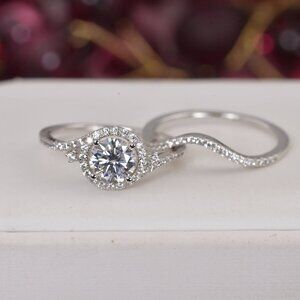Certified 1ct Moissanite Brilliant Round Cut Wedding Engagement Ring